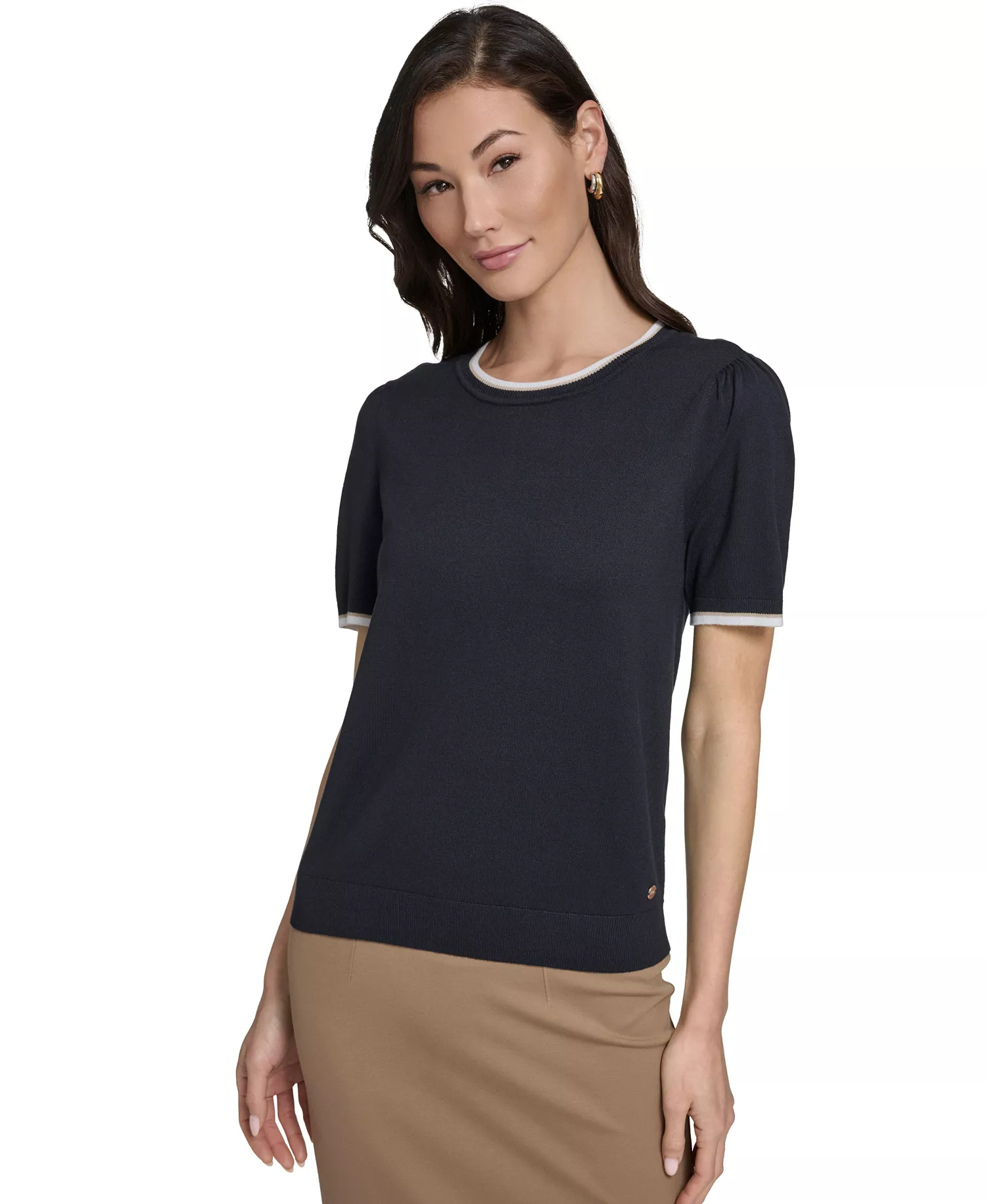 mni-0006516a0b67bd4bb58e364bec10f4e8 Women's Short-Sleeve Tipped Sweater — изображение 4