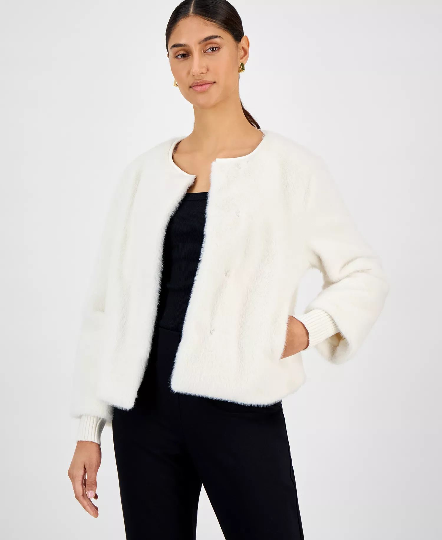 mni-00576269726eb53c7ab5811818810d47 Women's Knit-Cuff Faux-Fur Jacket — изображение 3