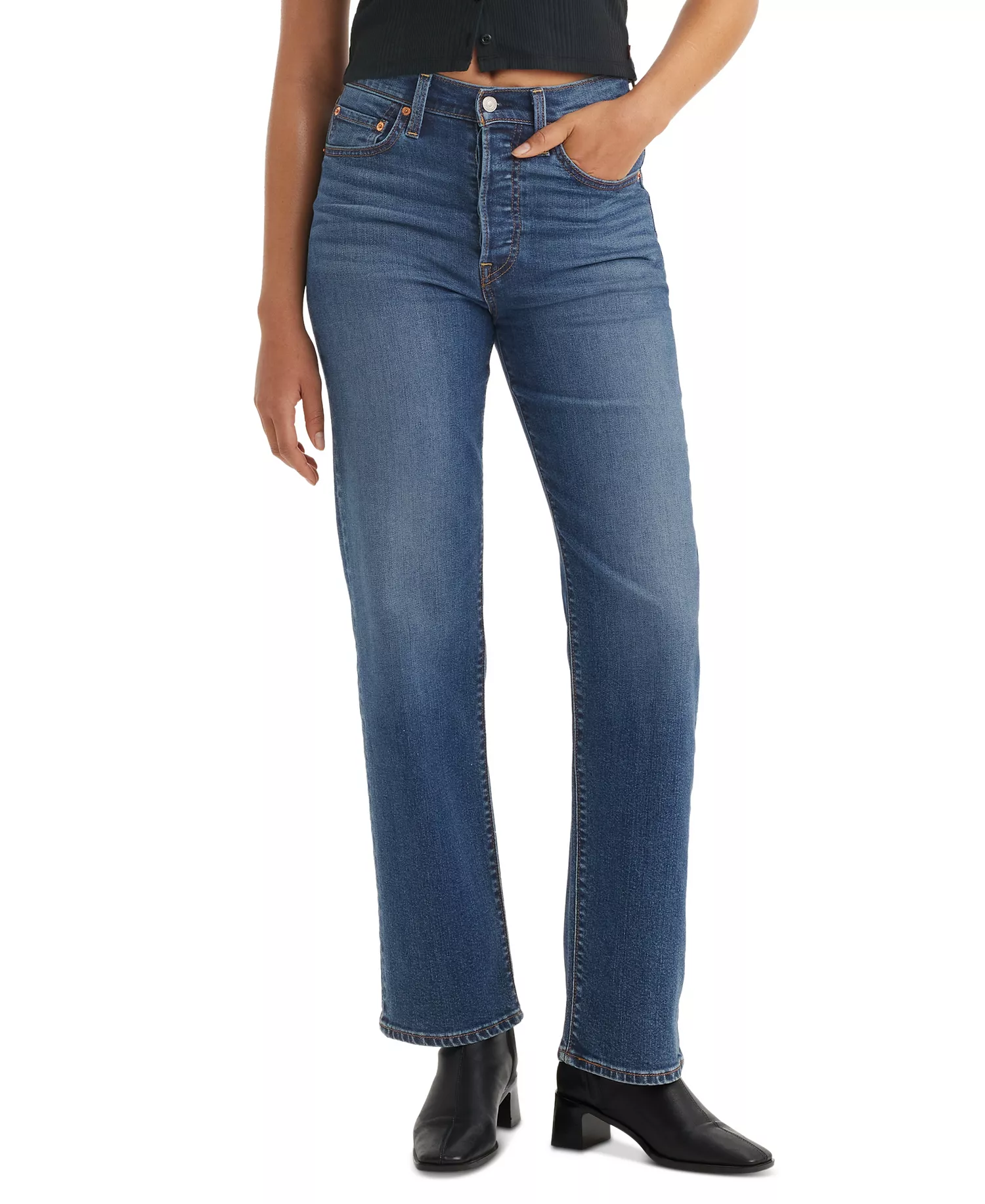 mni-01209e4f71313804886574c53b6d25fd Women's Ribcage High-Rise Straight-Leg Jeans — изображение 4