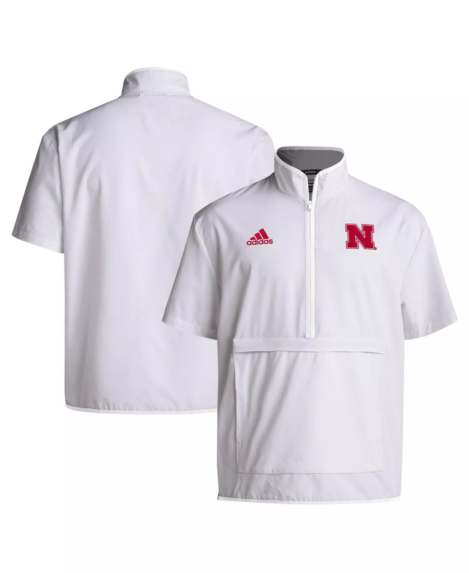 mni-019bb0052c435b90b960efae69b78060 Men's White Nebraska Huskers Coaches Sideline Half-Zip Short Sleeve Jacket