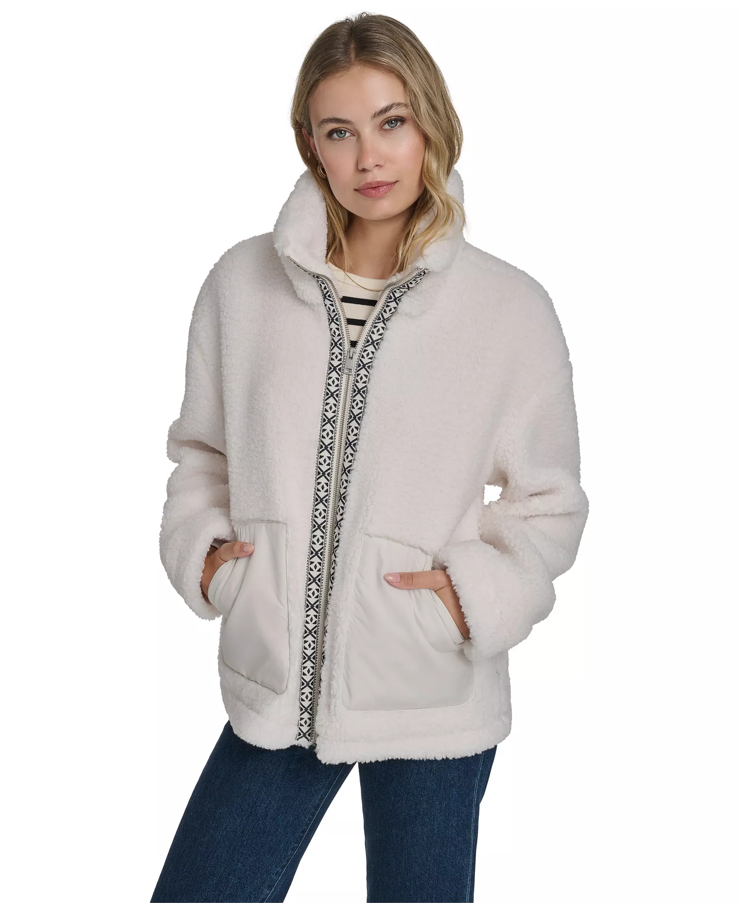 mni-01c2f6419d750018dfb66a57ec19d1b5 Women's Regular Stand Collar Sherpa Teddy Jacket