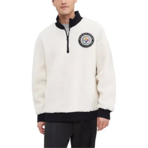 Men's Cream Pittsburgh Steelers Jordan Sherpa Quarter-Zip Sweatshirt