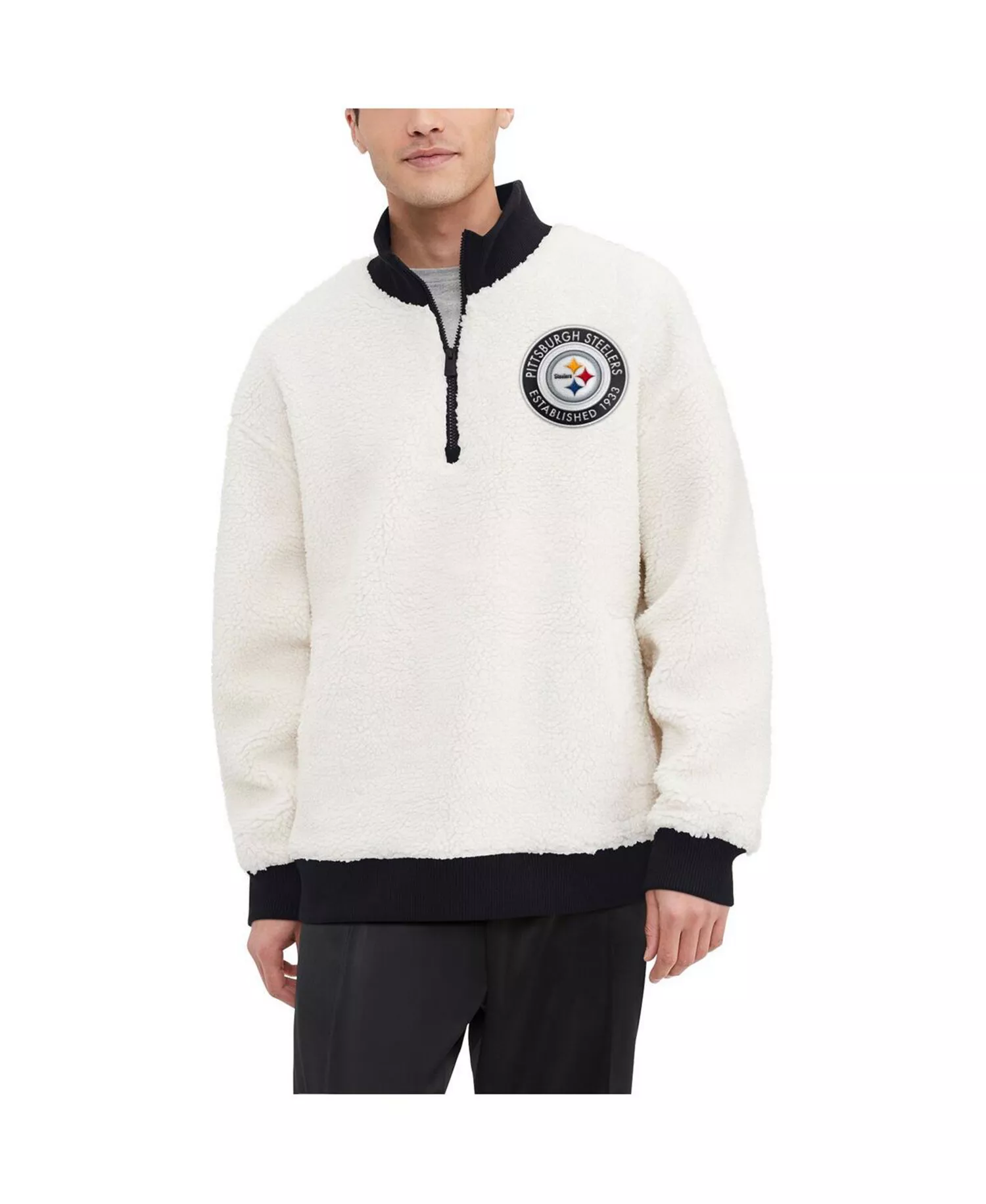 mni-04273c320decc4e7d58d5476a08a939d Men's Cream Pittsburgh Steelers Jordan Sherpa Quarter-Zip Sweatshirt