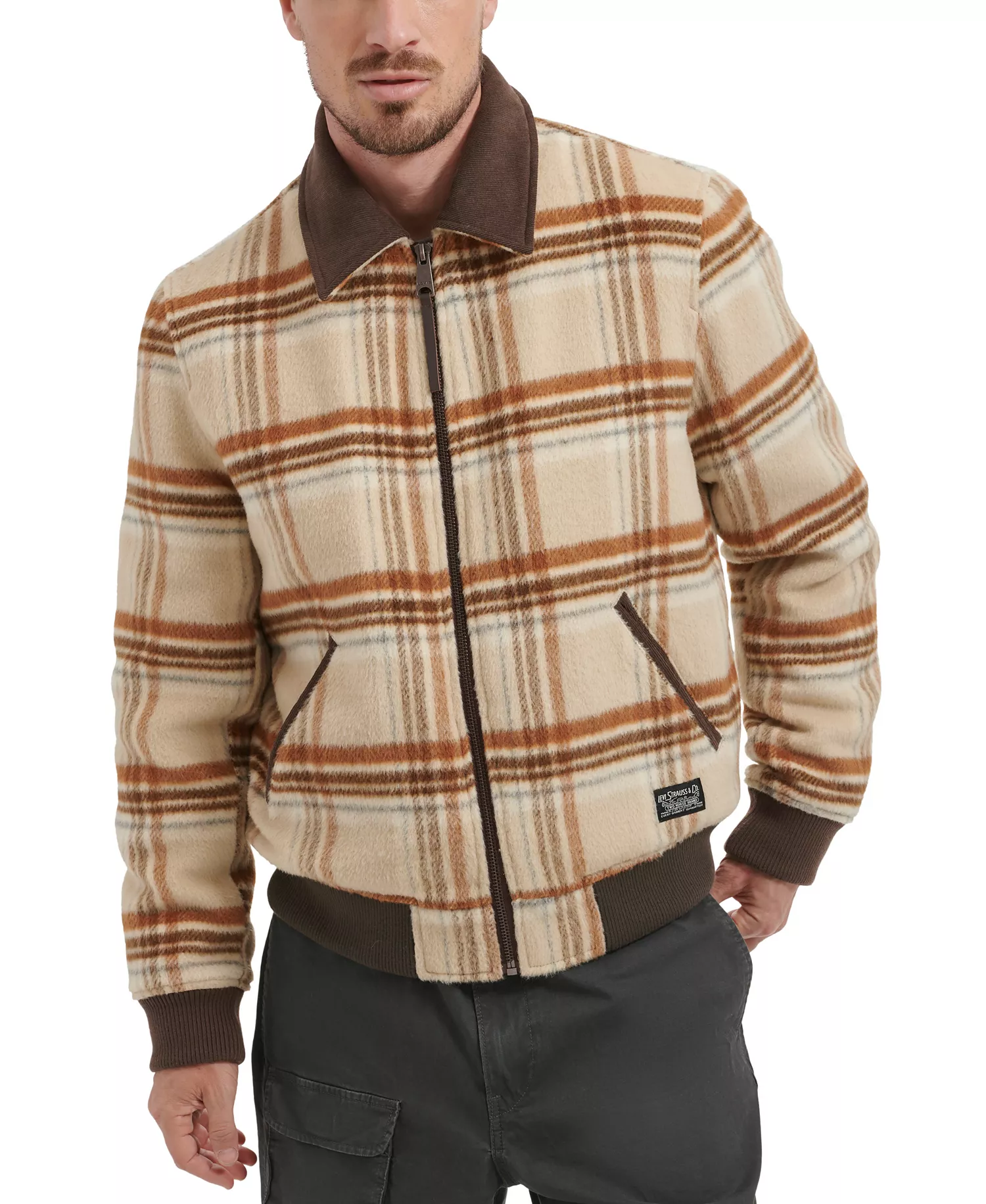 mni-04381b6cd452fd68bc72deed14b48d6b Men's Zip Corduroy-Collar Jacket