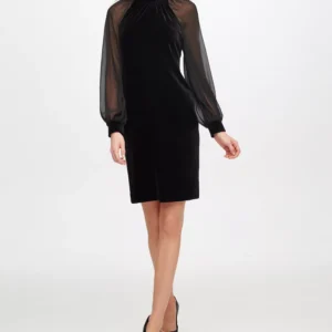 Women's Velvet Mock Neck Dress