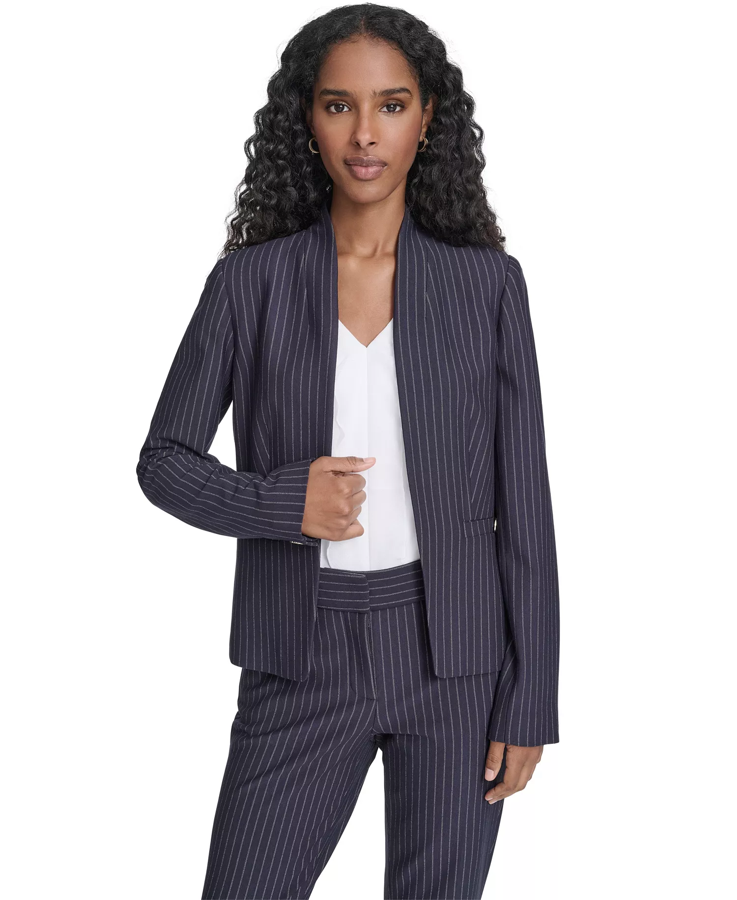 mni-04b830a355ab22231e1c01a8791a3a7c Women's Open Front Striped Blazer