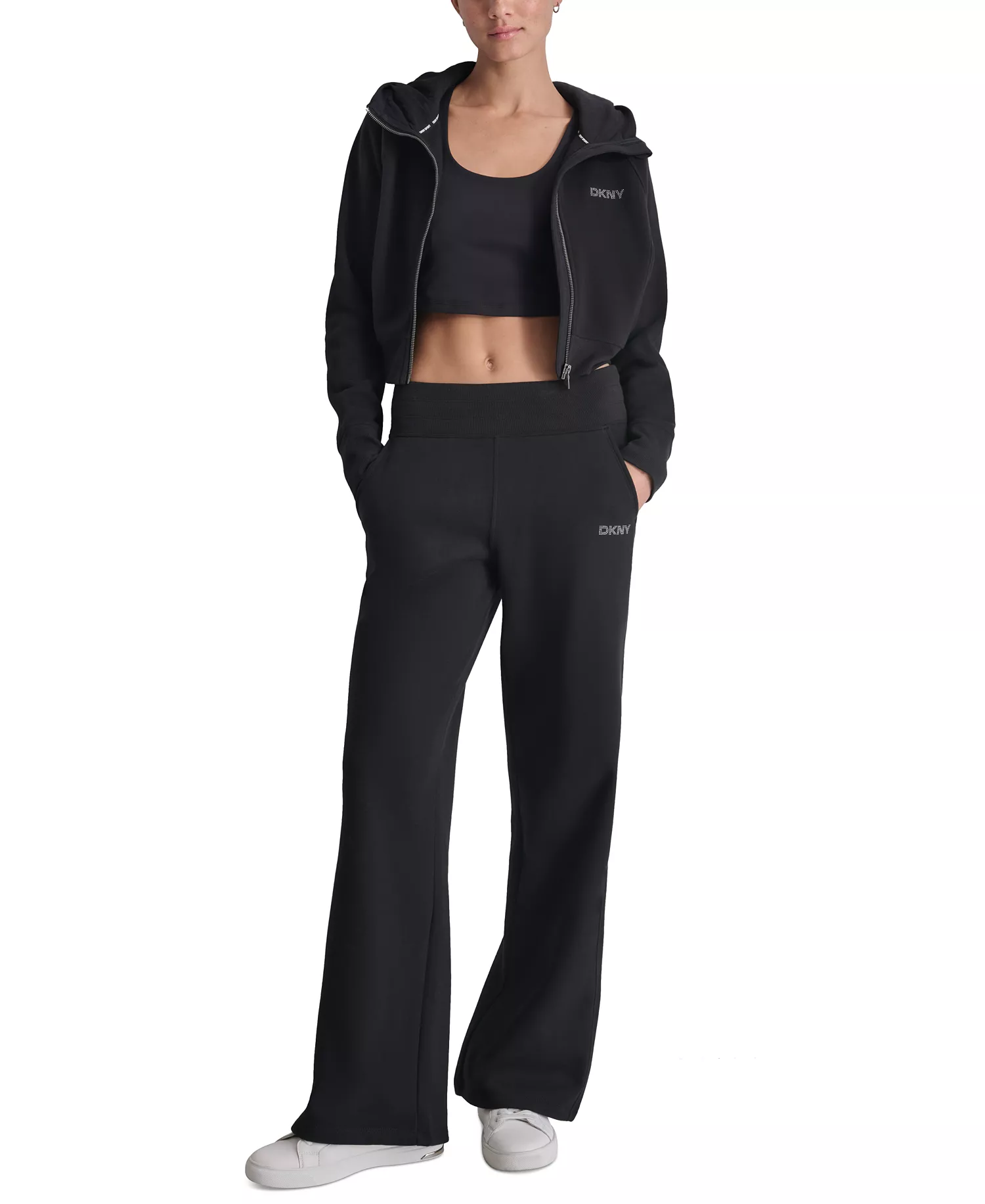 mni-055d90824521c07bb4cd6876353bfb10 Women's Studded-Logo Wide-Leg Pants