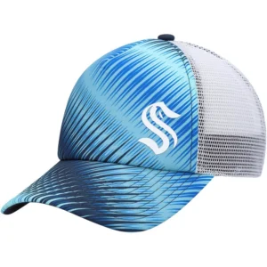 Women's Light Blue, White Seattle Kraken Graphic Foam Trucker Snapback Hat