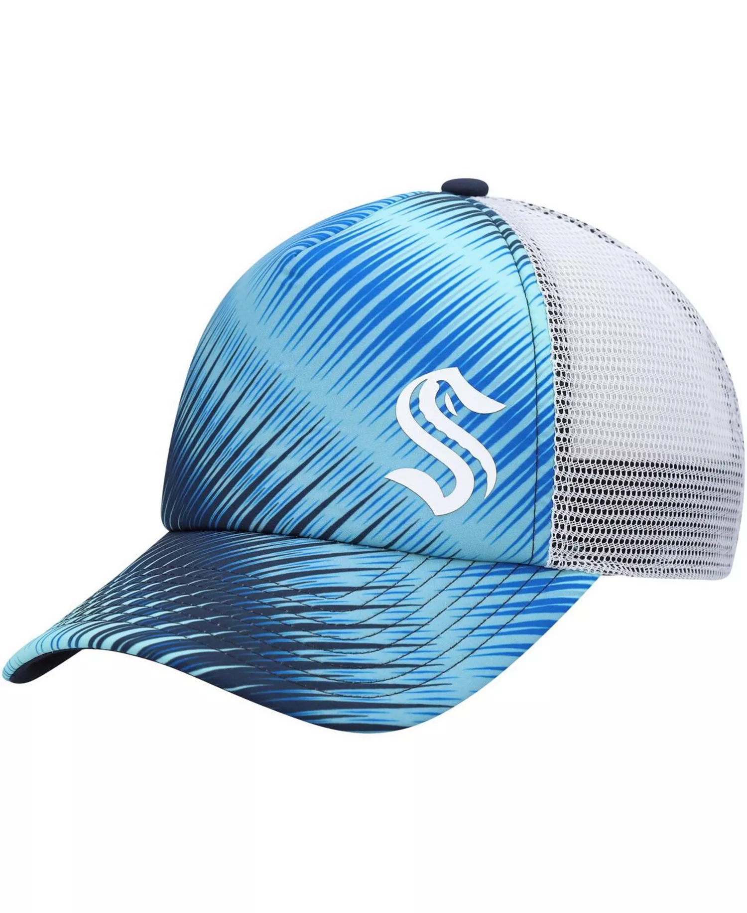 mni-0571fc55e507a0a6a0c8c72688b5a965 Women's Light Blue, White Seattle Kraken Graphic Foam Trucker Snapback Hat