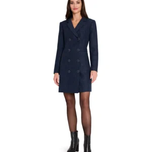 Women's Metallic Boucle Coat Dress