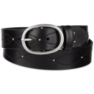Western Stitched & Studded Leather Belt