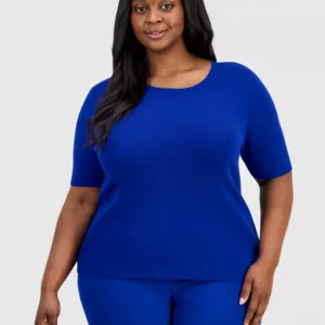 Plus Size Elbow-Sleeve Sweater T-Shirt