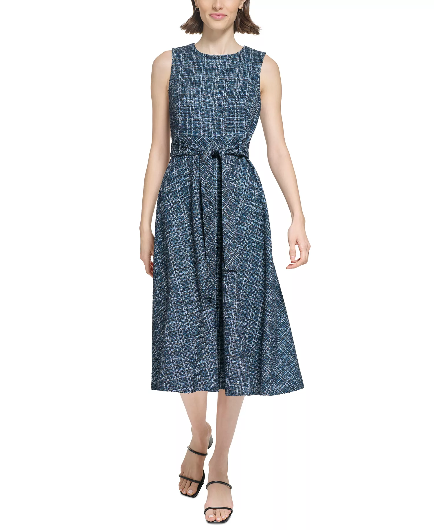 mni-08efdbd0c68f4db9f9a2197f79fc292f Women's Tweed Belted A-Line Dress