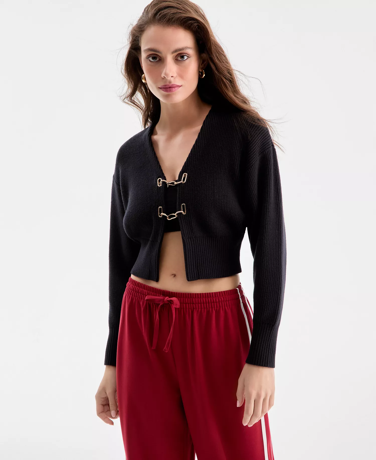 mni-097567c9f07f2948b46ae1574ab4e4da Women's Long-Sleeve Hardware Cardigan, Exclusively at Macy's
