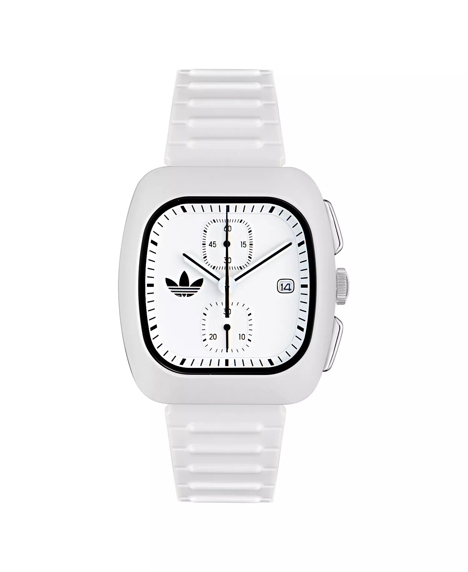 mni-09b2fa6a17ce786da38bf4958588df58 Unisex Chronograph White Polyurethane Watch, 39mm