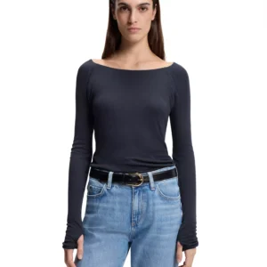 BOSS by Women's Sheer Jersey Double-Layered Jersey Top