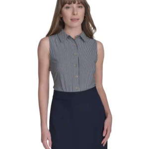 Women's Sleeveless Pinstripe Top