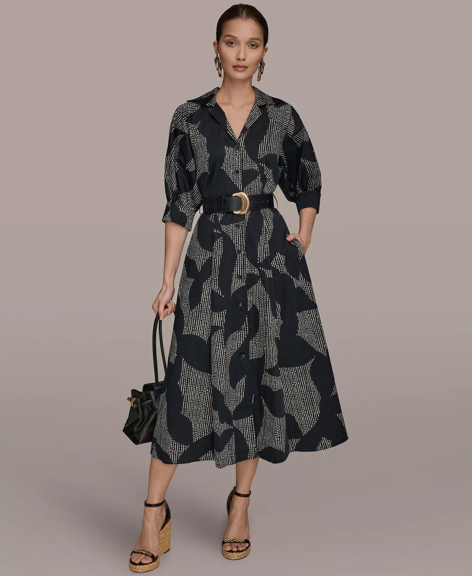 mni-0d5cf2909352620b49ee340240b05423 Women's Spread Collar Midi Shirt Dress
