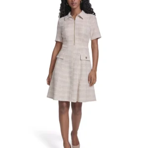 Women's Short-Sleeve Zipper-Front Dress