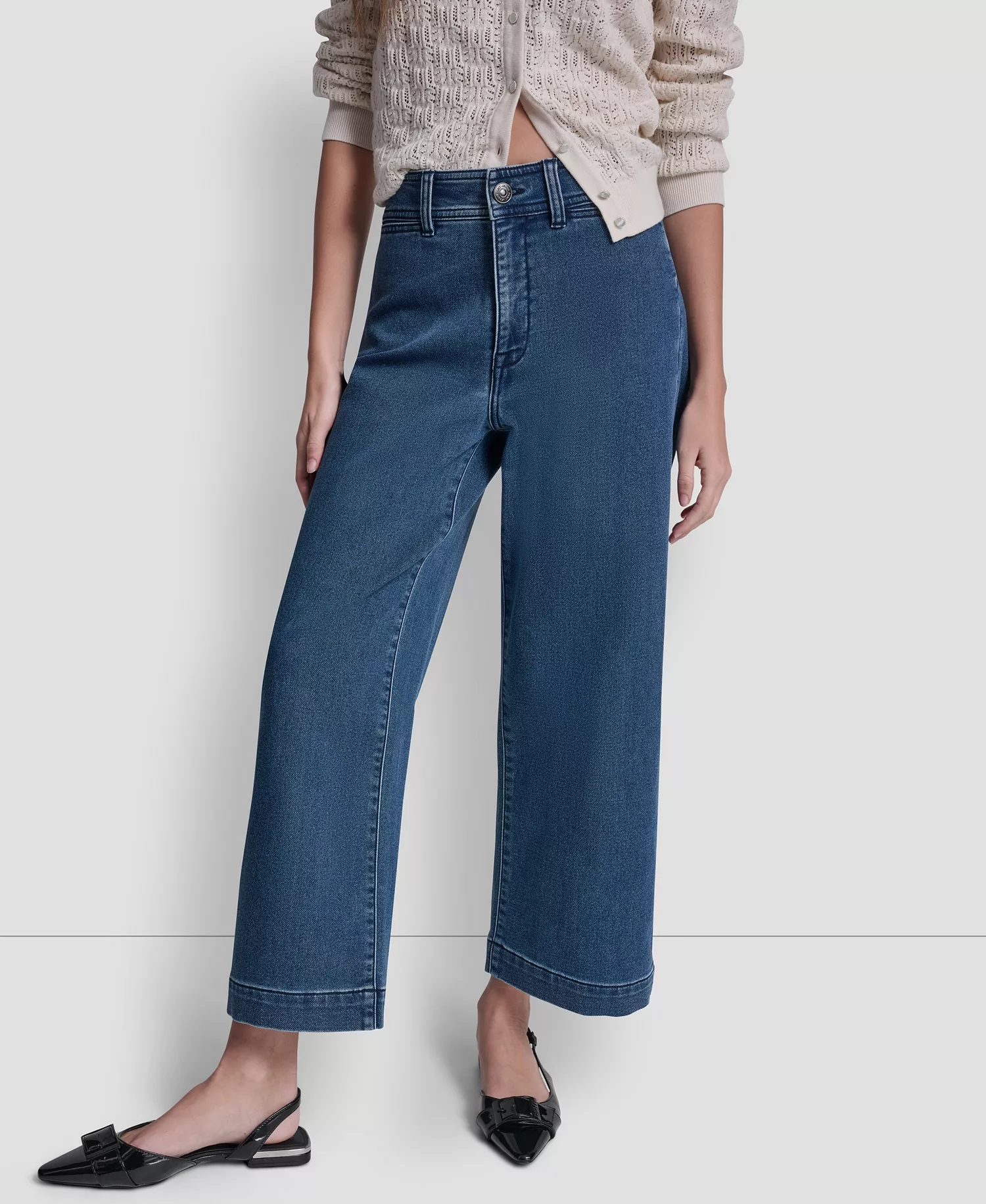 mni-0e014465d5148fc44e37a57792f0b85b Petite Indigo Knit High-Rise Ankle Pants — изображение 3
