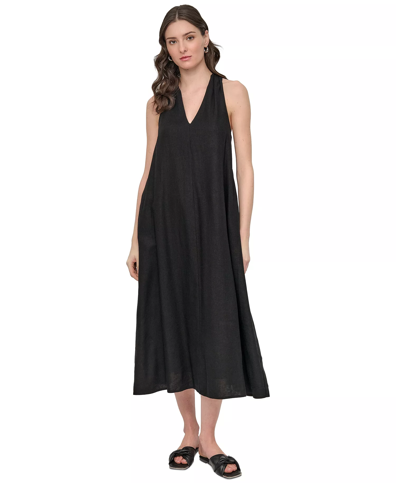 mni-0e7a8fdbbe023dac0b4c12145520a44c Women's V-Neck Racerback Swing Dress