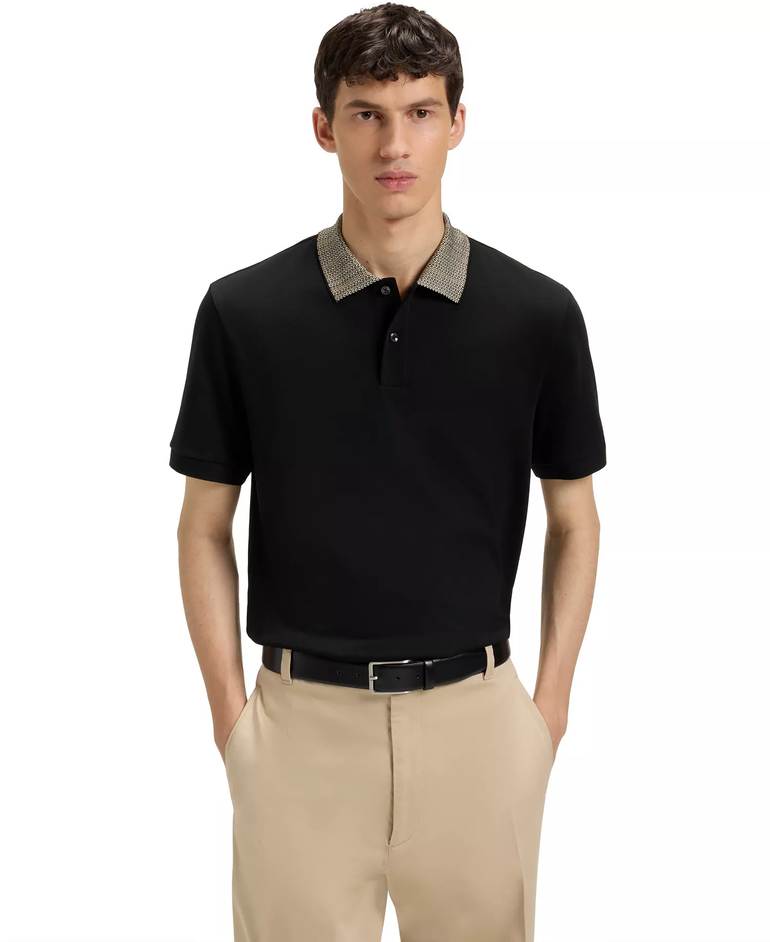 mni-0efdb7898a830c8633745204ece9bc76 Men's Patterned Collar Pima-Cotton Polo Shirt