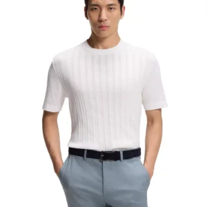 Men's Cotton-Silk Cable-Knit Front Panel T-Shirt