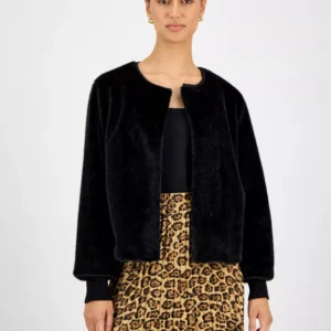 Women's Knit-Cuff Faux-Fur Jacket
