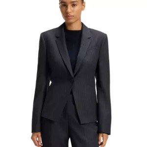BOSS by Women's Striped Virgin Wool Slim-Fit Blazer