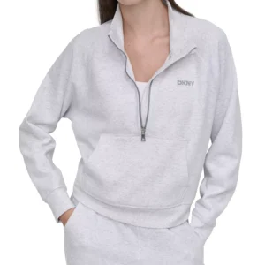 DKNY Women's Studded-Logo Half-Zip Sweatshirt