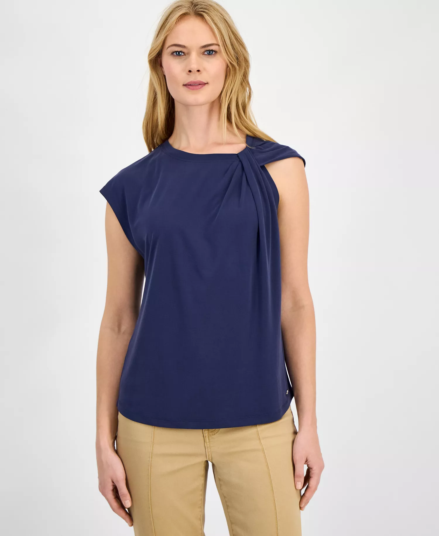 mni-113134ea7eb5a24556b8d6cfbef2b0da Women's Solid Twist-Neck Tank Top
