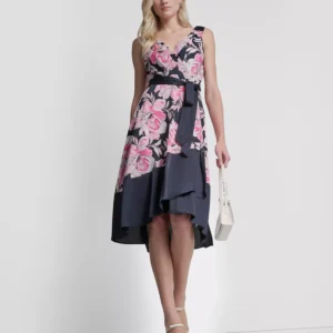 Women's Surplice Neck Asymmetrical Hem Dress