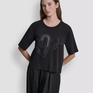 Women's Short-Sleeve Heart Script Logo Crew Neck Shirt