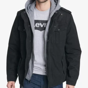 Men’s Sherpa Lined Two Pocket Hooded Trucker Jacket