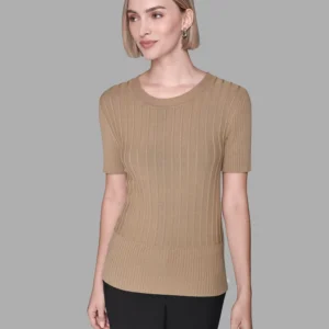 Women's Ribbed Short-Sleeve Sweater