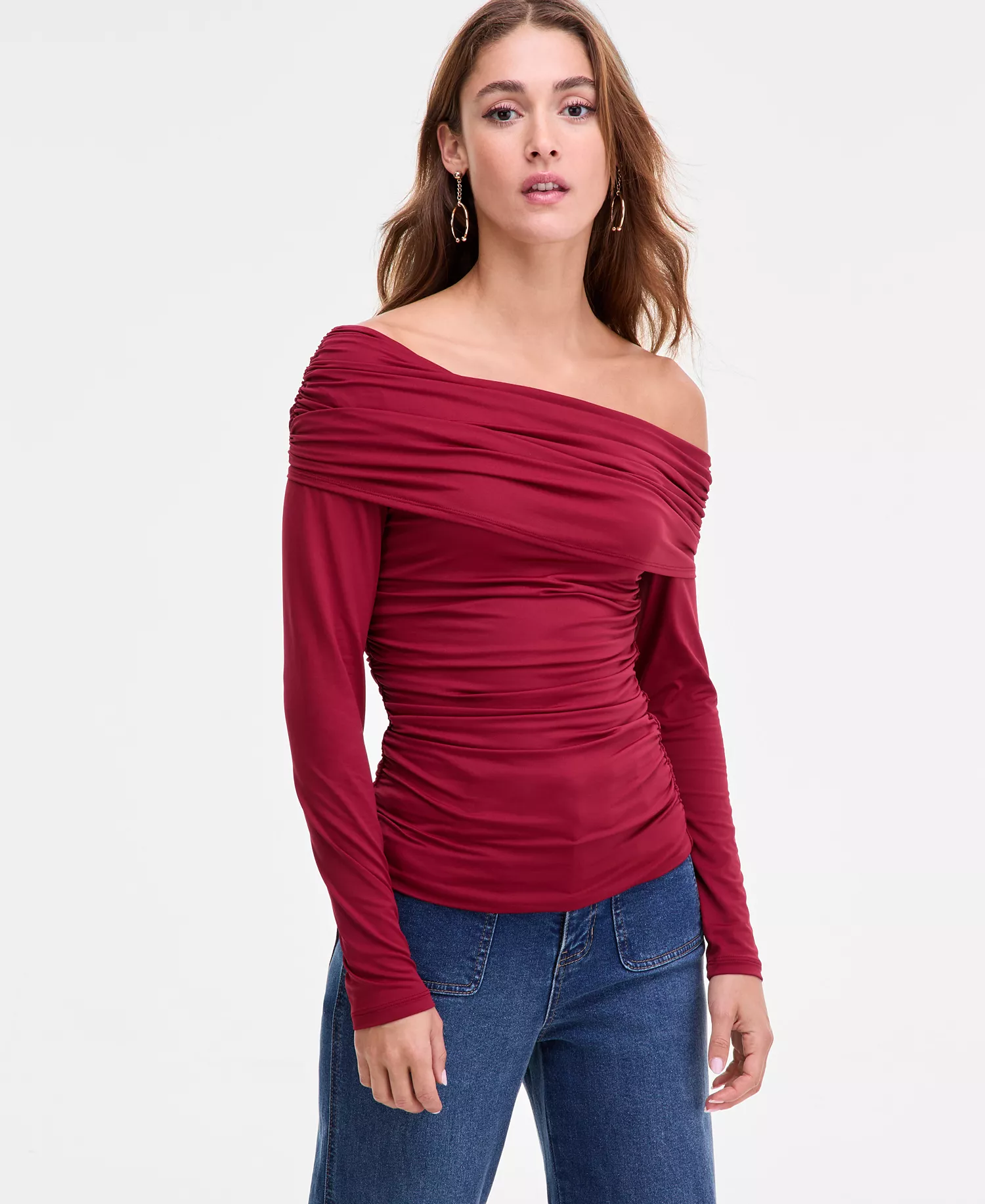 mni-139aaaaa48247464e427665f73986b67 Women's Off-The-Shoulder Ruched Knit Top, Macy's Exclusive — изображение 4