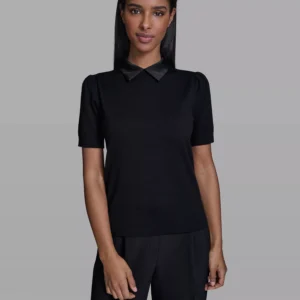 Women's Satin-Collared Sweater