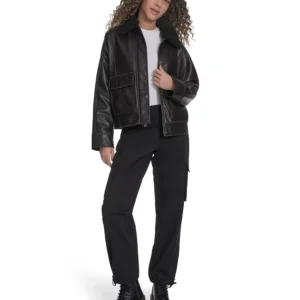 Women's Removable Collar Aviator Jacket