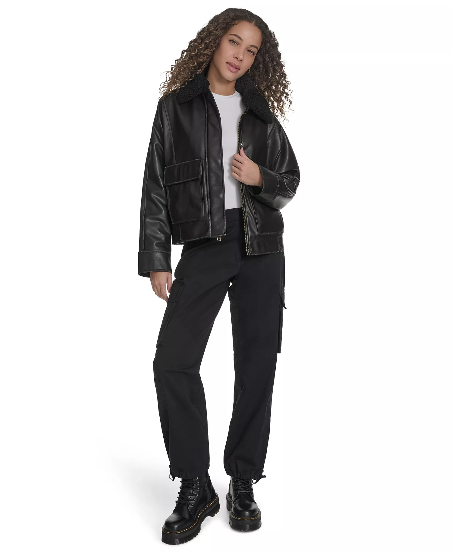 mni-1524880014a1ff1a6821ba466f07a3f1 Women's Removable Collar Aviator Jacket