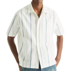 Men's Short-Sleeve Stripe Collared Shirt
