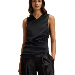 BOSS by Women's Stretch-Silk Asymmetric-Hem Top