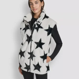 Women's Star Print Faux Fur Vest