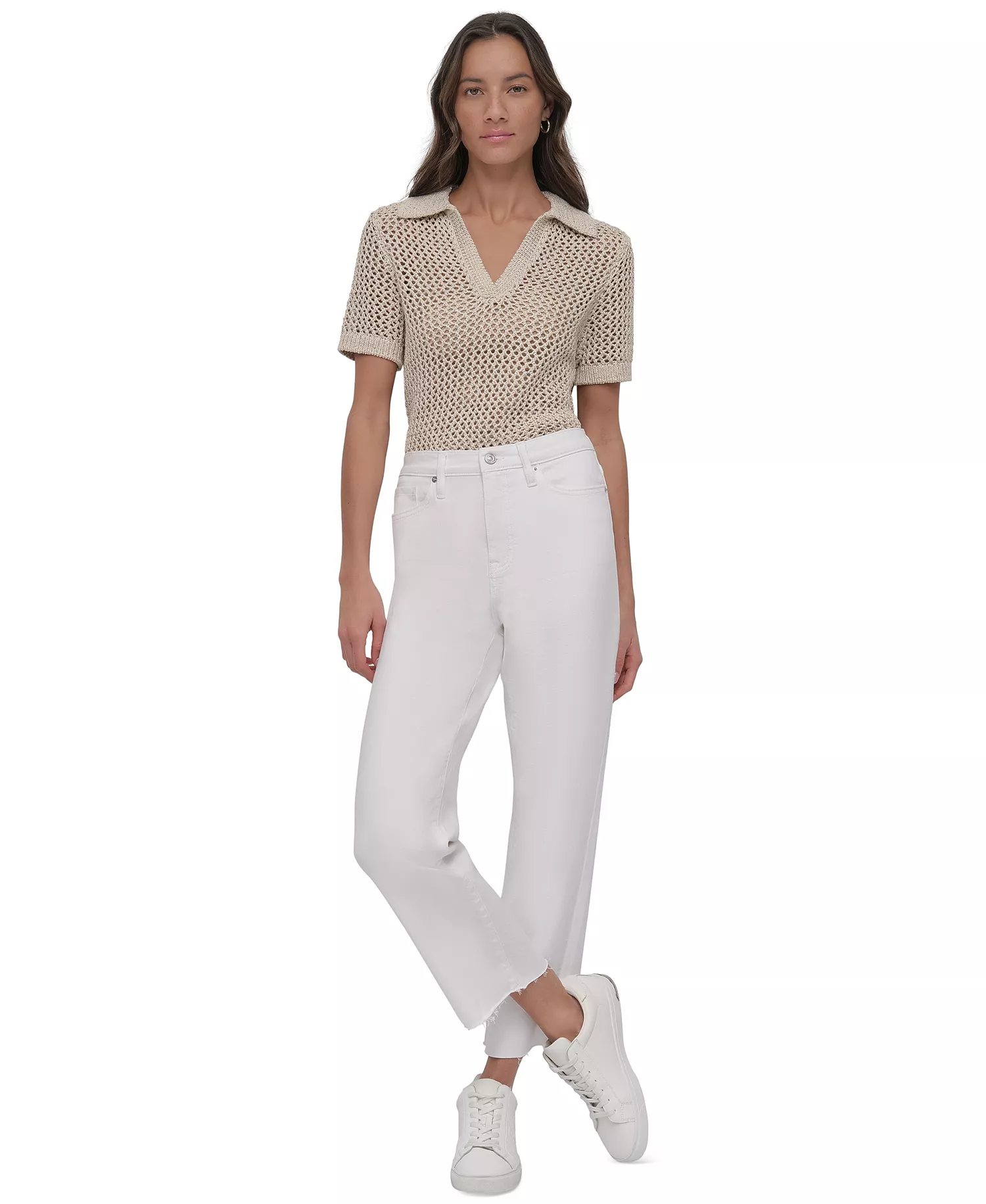 mni-16f6ddb2530e1a942857f379c76fa607 Women's High-Rise Classic Straight-Leg Raw-Hem Jeans