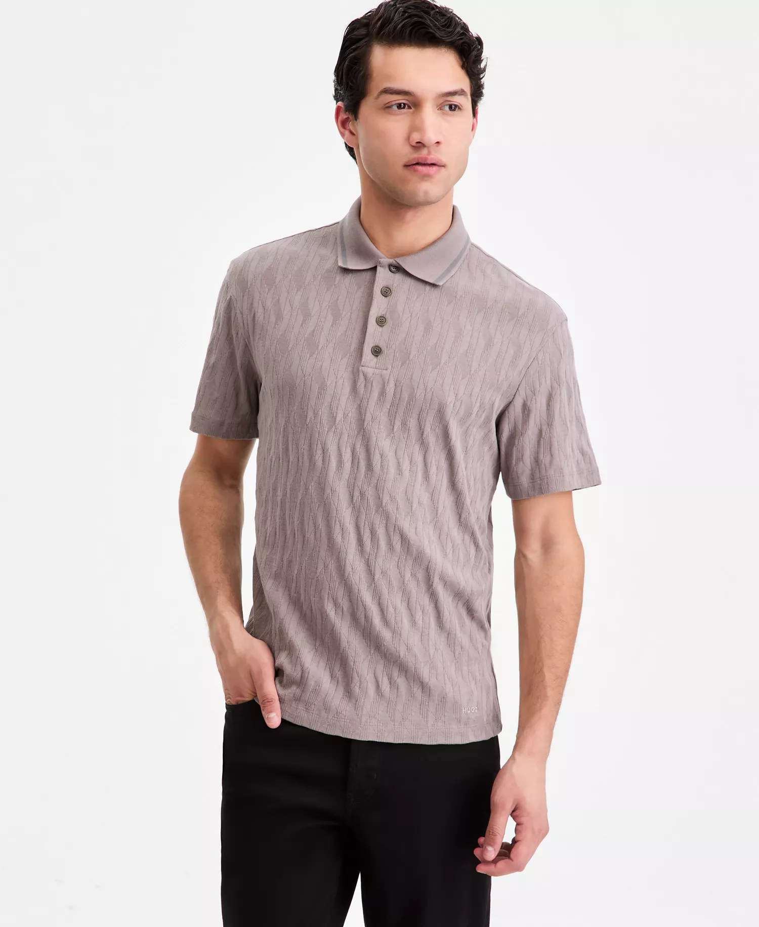 mni-16f6ea06e9b169f2542c4c3ce549b210 Men's Cotton Jacquard Short-Sleeve Polo Shirt