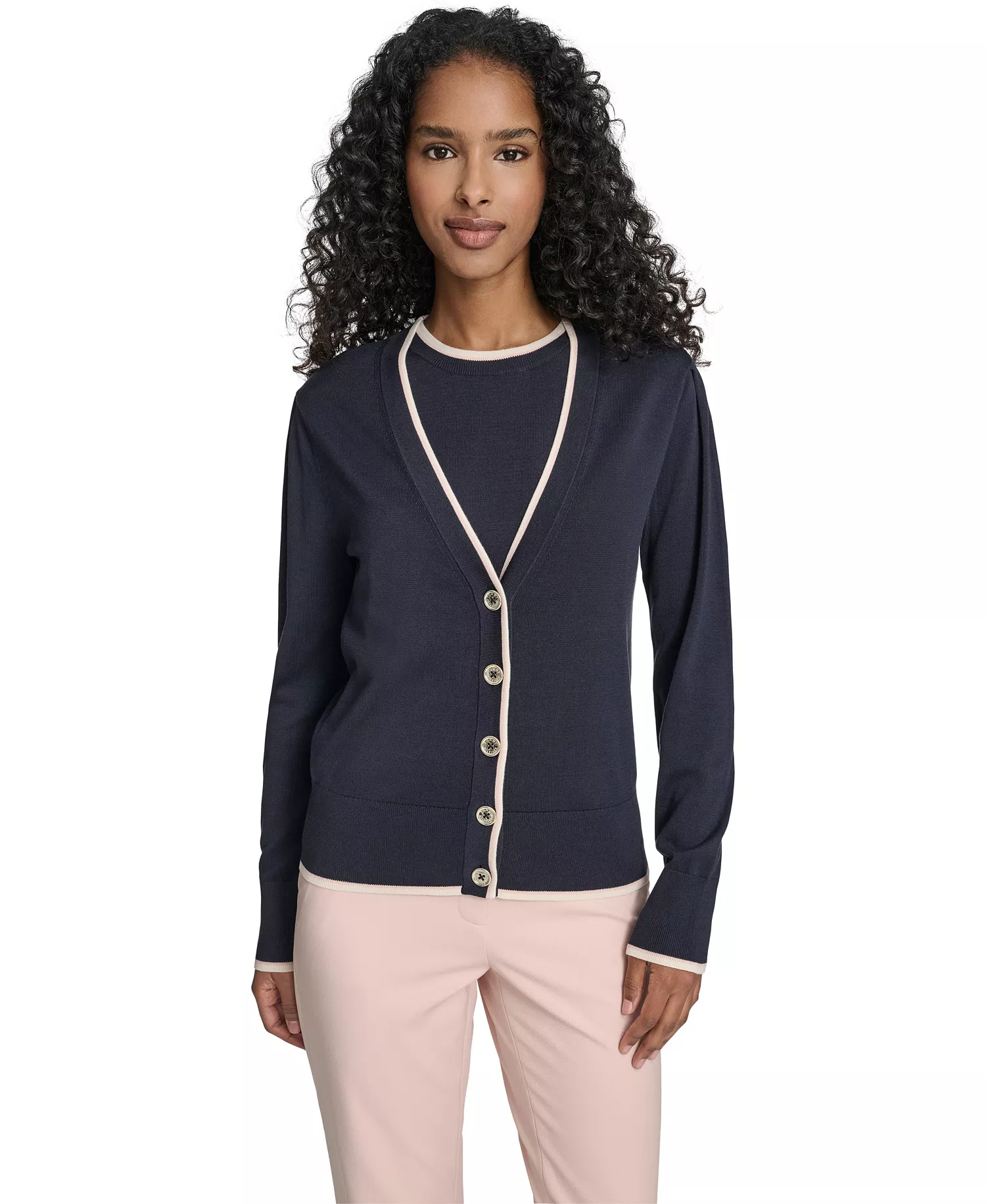 mni-170938e869865966d0fc086ec2963235 Women's V-Neck Long-Sleeve Cardigan Set