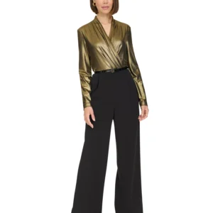 Women's Shimmer Belted Wide-Leg Jumpsuit