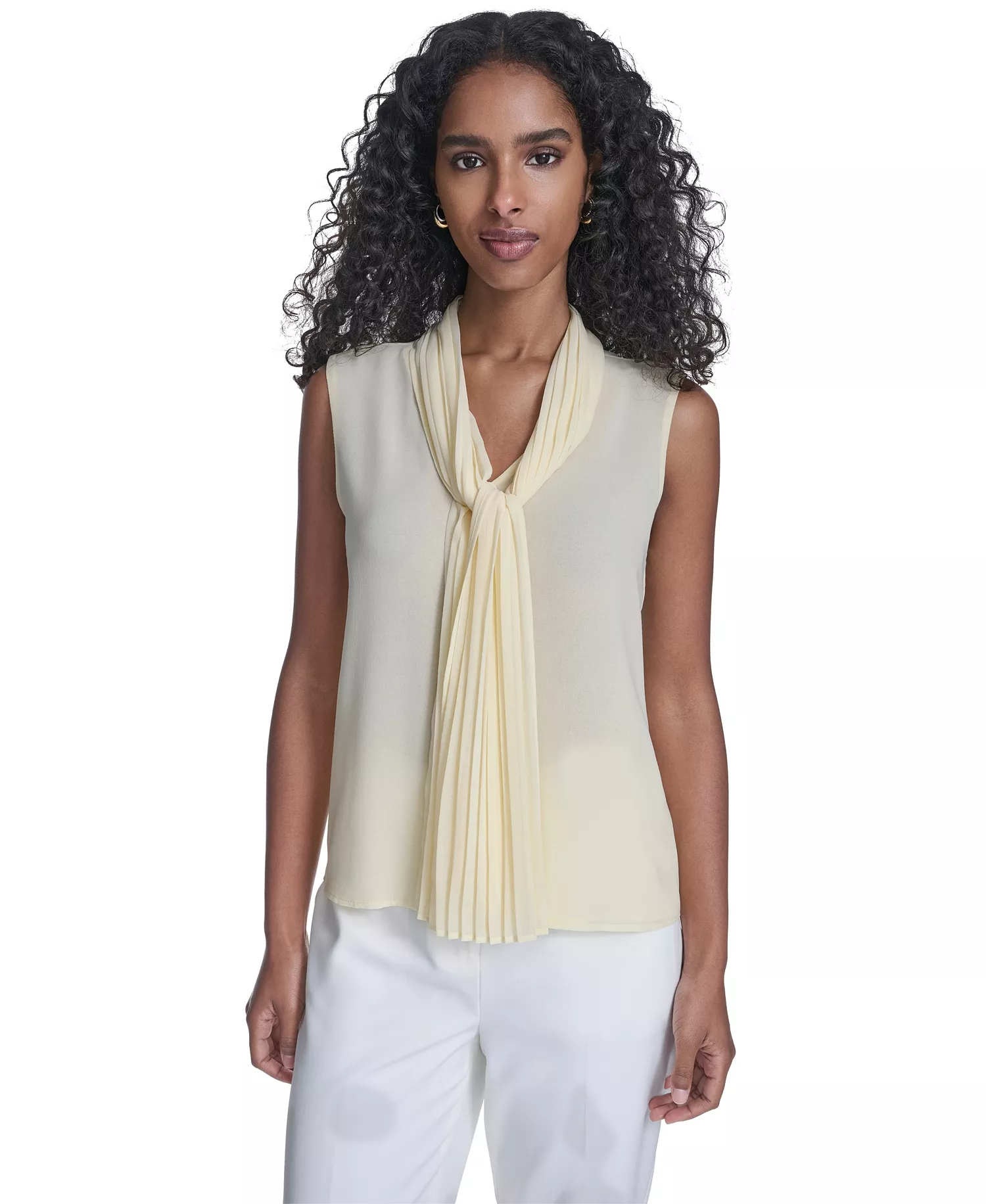 mni-182d96492142f21bf1f552c6b4a62296 Women's Sleeveless Chiffon V-Neck Top