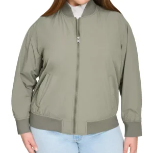 Trendy Plus Size Lightweight Zip-Front Bomber Jacket