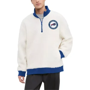 Men's Cream Buffalo Bills Jordan Sherpa Quarter-Zip Sweatshirt