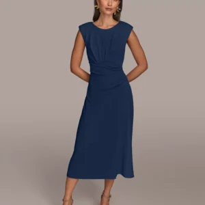 Women's Side-Ruched Midi Dress